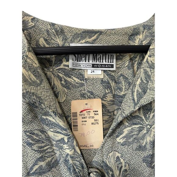 NWT NEW Vintage Sheri Martin Jade Green Leaf Button Front Tunic Blouse Size 24W - Picture 3 of 10